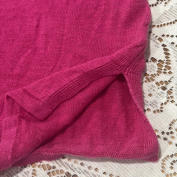 TALBOTS LINEN SWEATER STYLE TOP SZ MED BELL SLEEVES BARBIE PINK - Picture 8 of 10